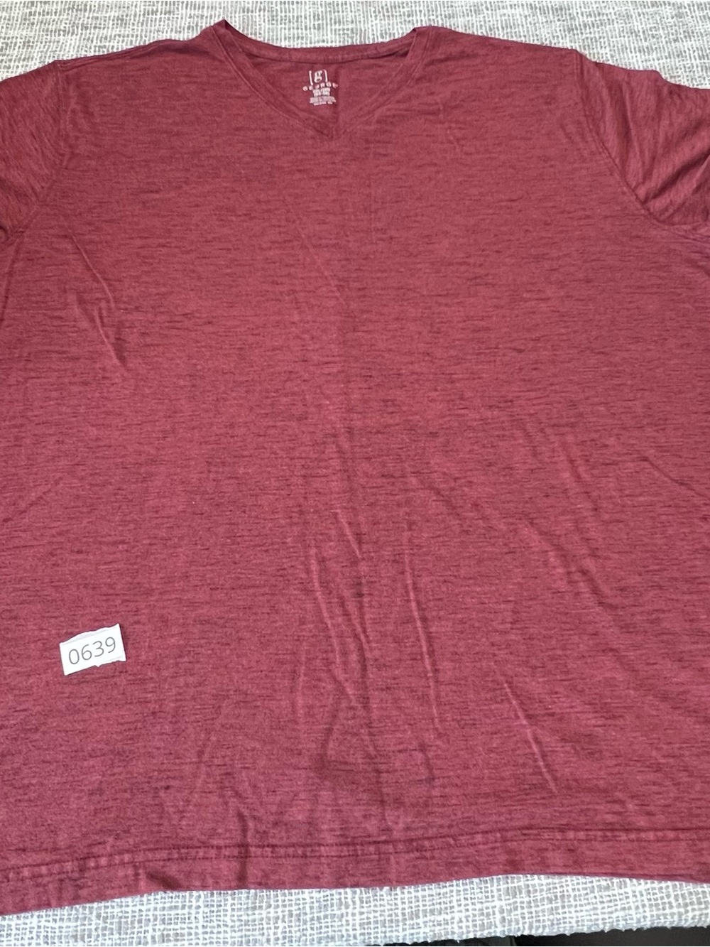 George Men's Heathered Burgundy V-Neck Short Sleeve Tee